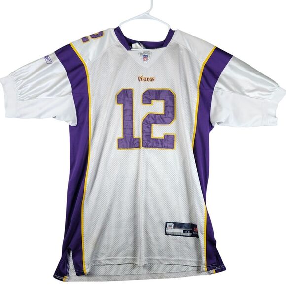 NFL Minnesota‎ Vikings #12 Authentic Football Jersey White Purple Fan Gear - Picture 1 of 11